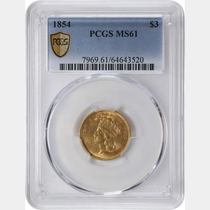 1854-$3-Three-Dollar-Indian-Princess-Head-Gold-Coin